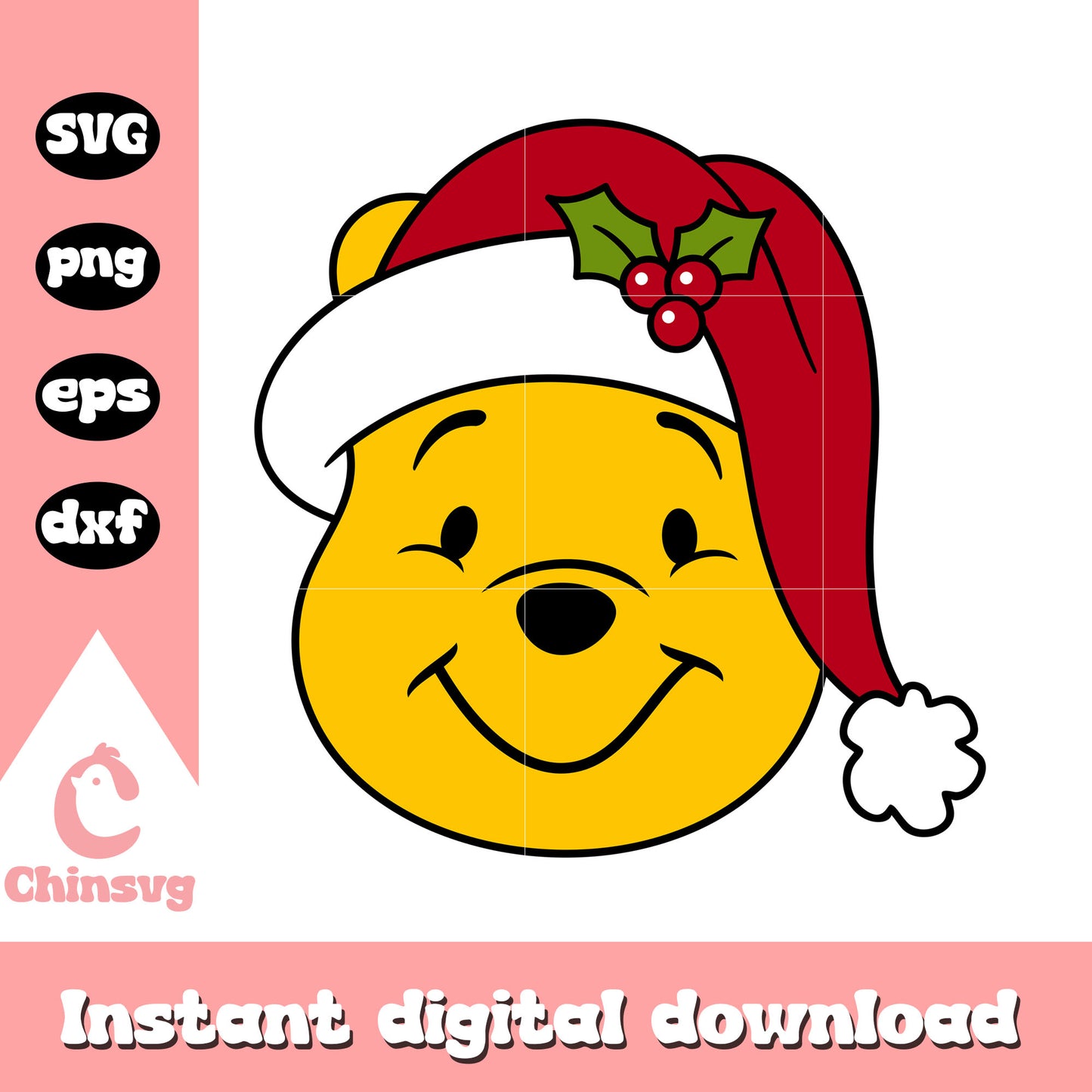 Winnie the pooh santa hat svg, disney christmas pooh bear svg