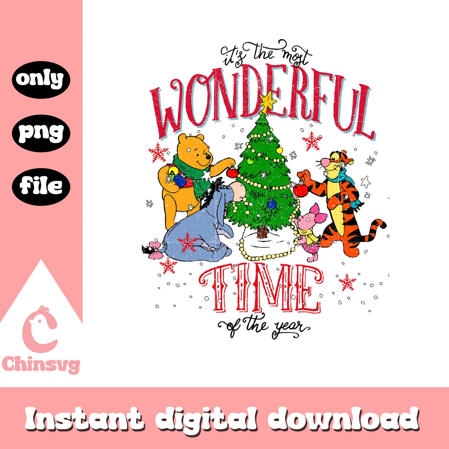 Winnie the pooh wonderful time christmas png, disney christmas png