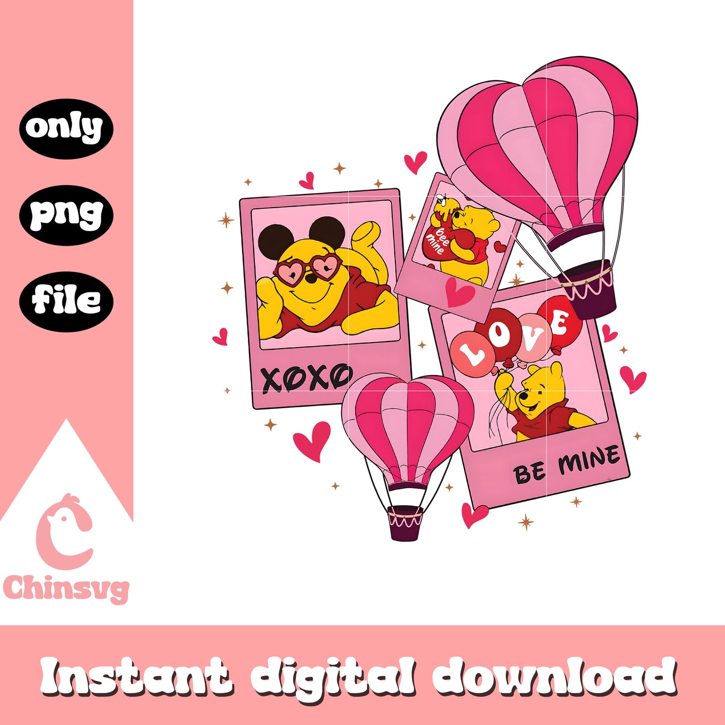 Winnie the Pooh Valentine png, disney character png, valentine png