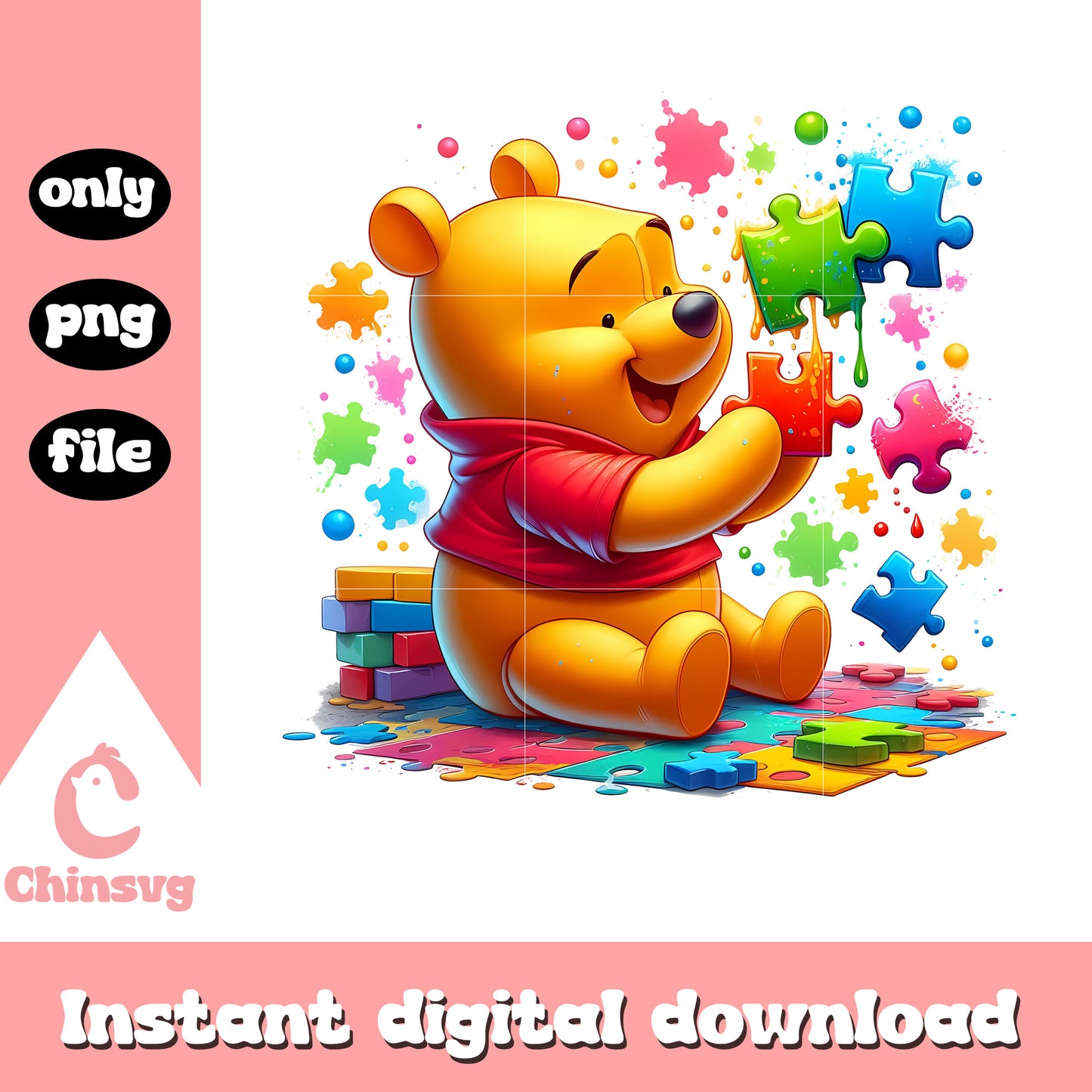 Winnie the pooh autism png, pooh character png, autism awareness png