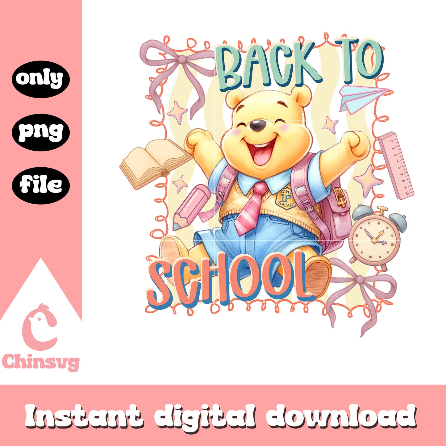 Winnie the pooh back to school coquette png, winnie the pooh png