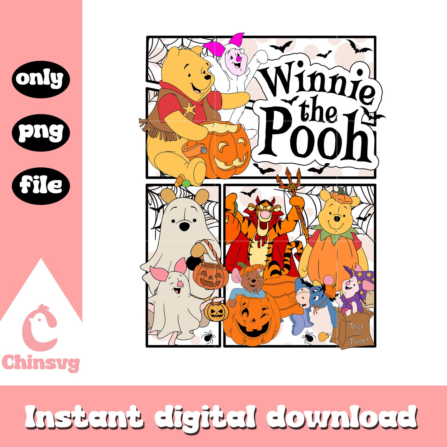 Winnie the pooh happy halloween design png, winnie the pooh png