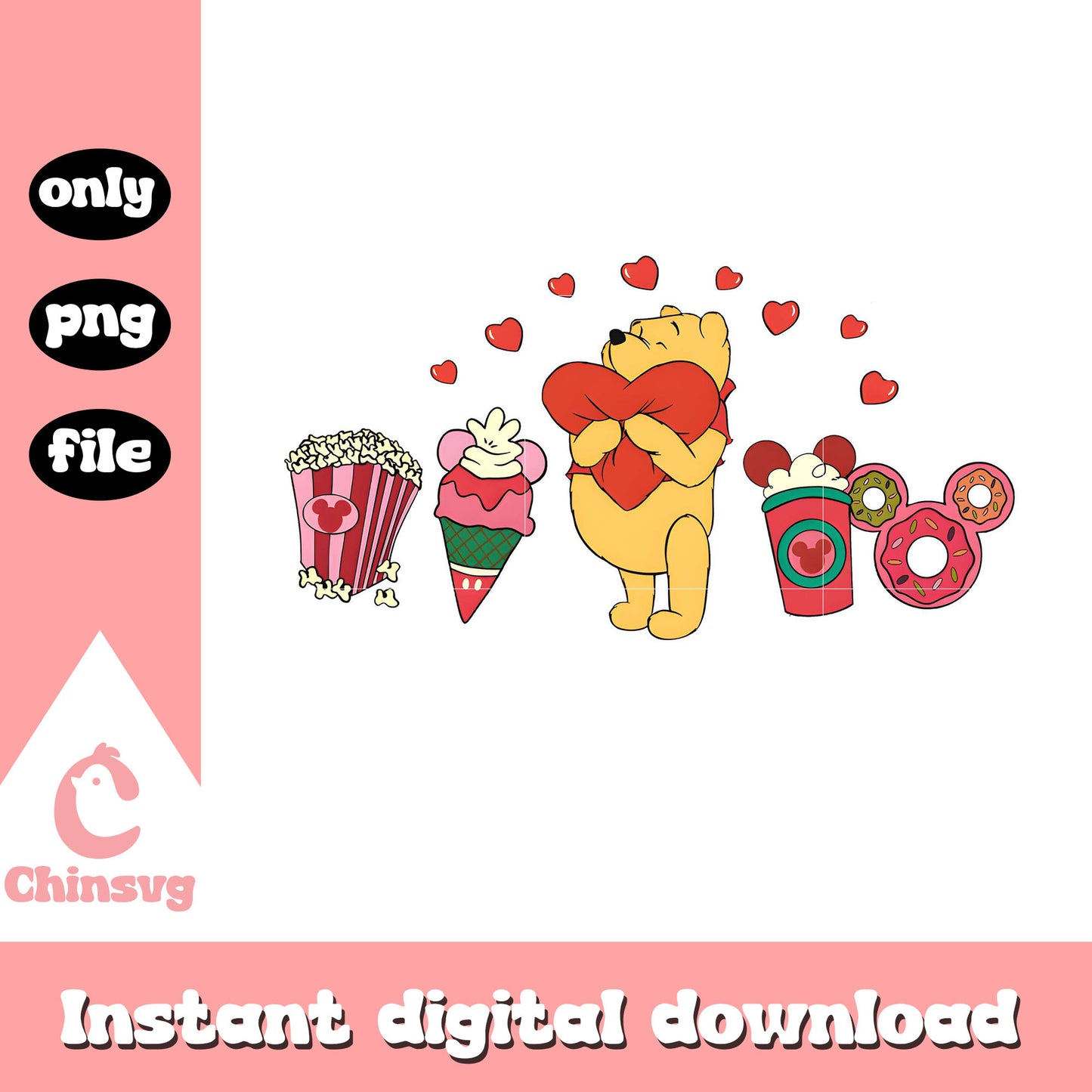 Winnie the pooh heart shape png, sweet valentine png