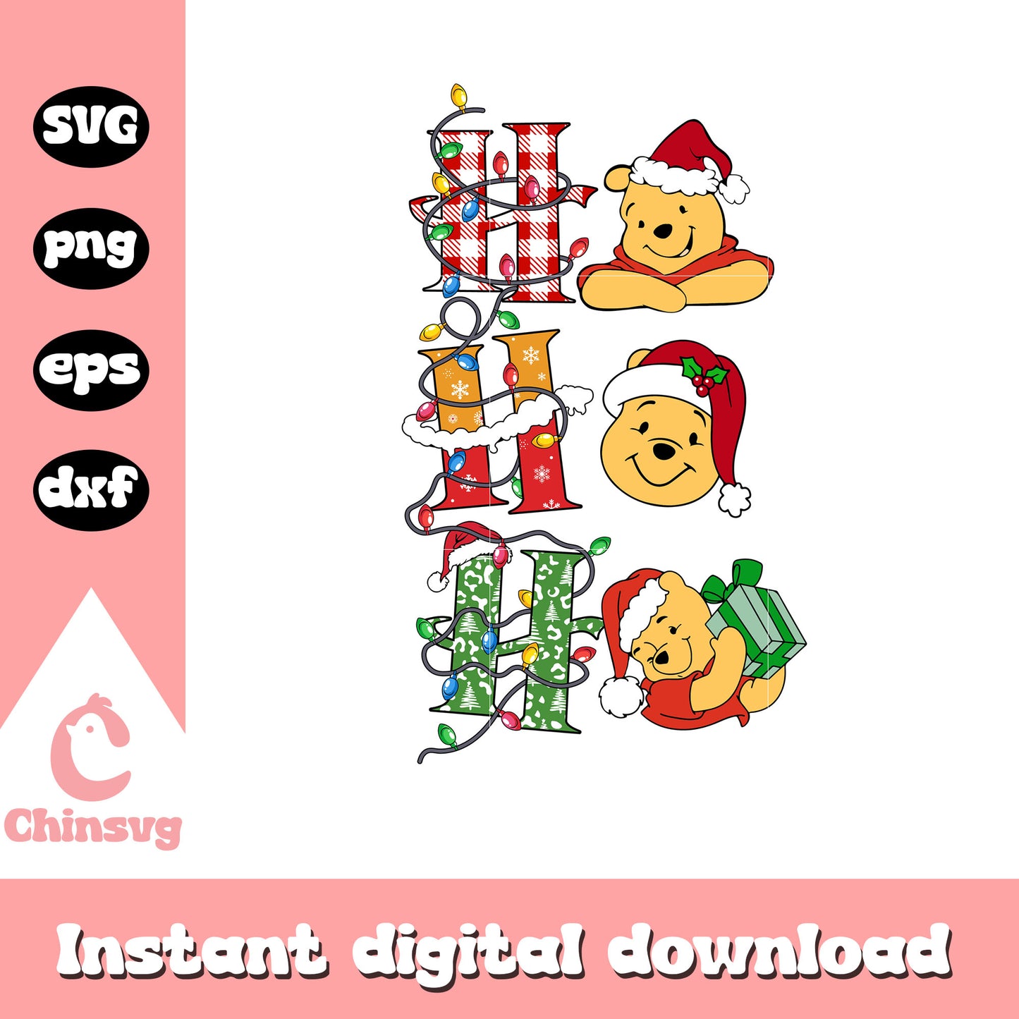Winnie the pooh hohoho christmas day svg, pooh bear svg