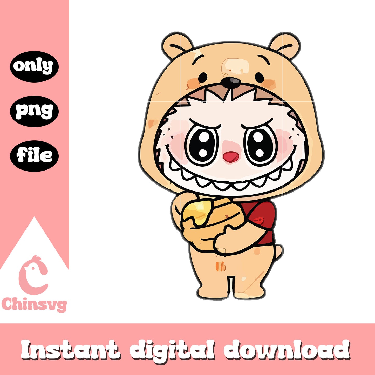 Winnie the pooh labubu cute doll design png, winnie the pooh png