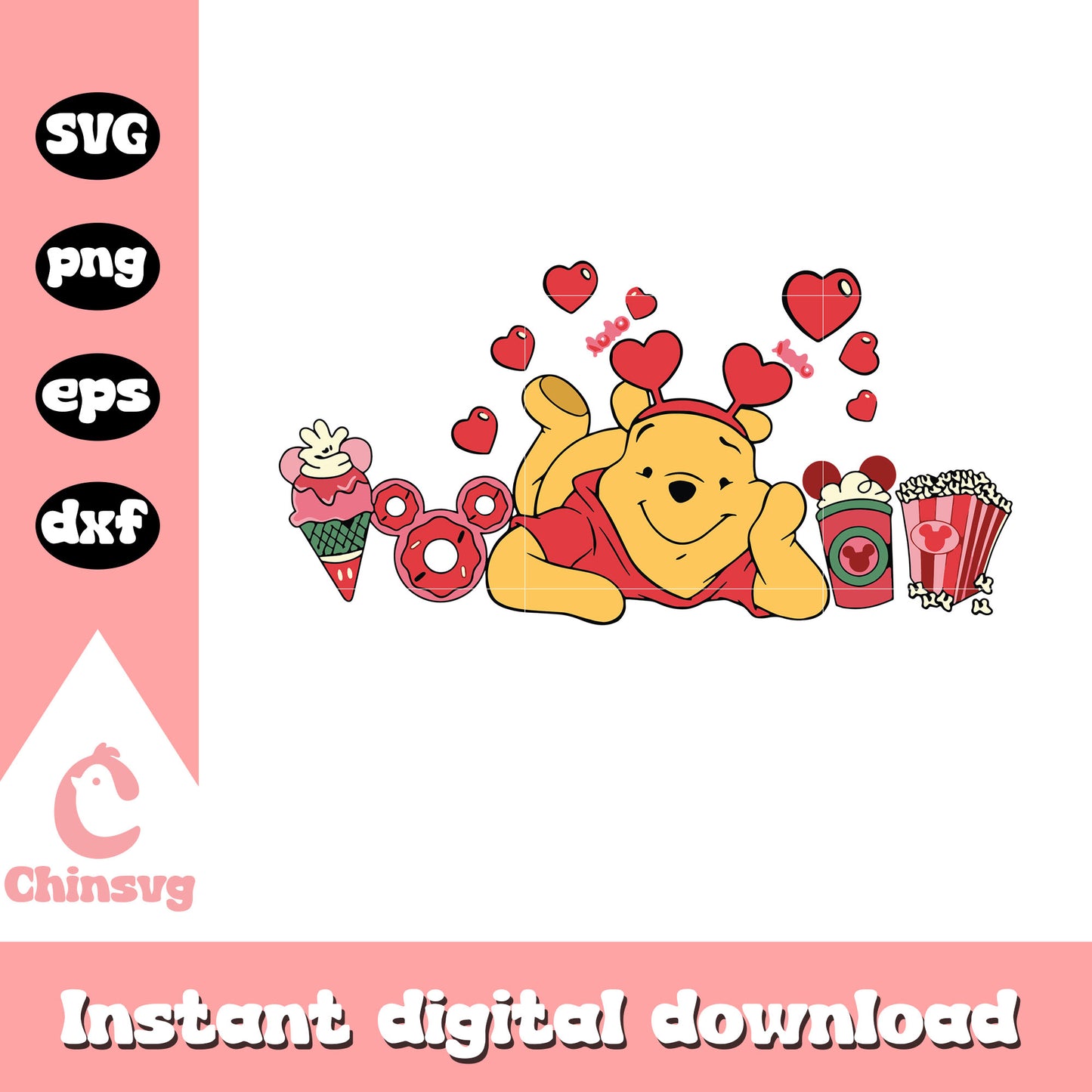 Winnie the pooh valentine food svg, pooh svg, sweet valentine svg