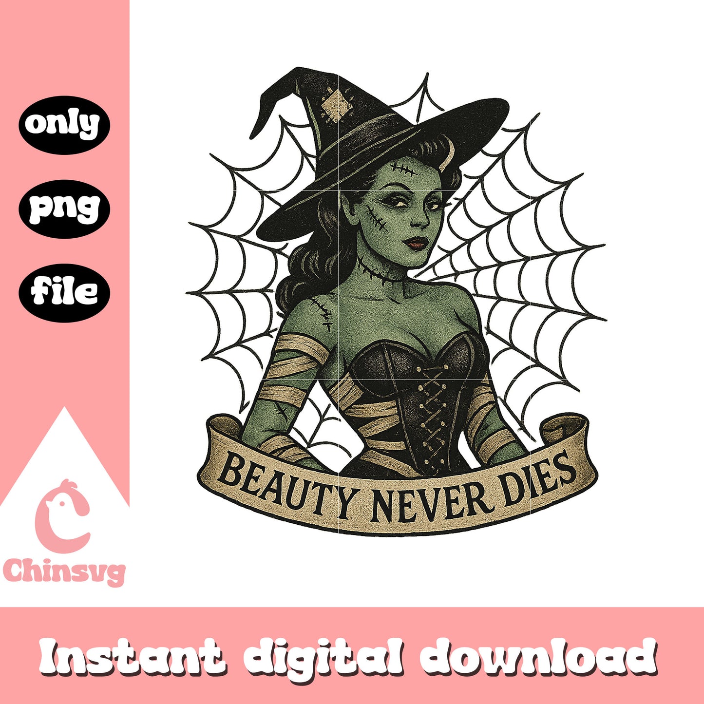 Witch beauty never dies halloween gothic png, halloween decor png