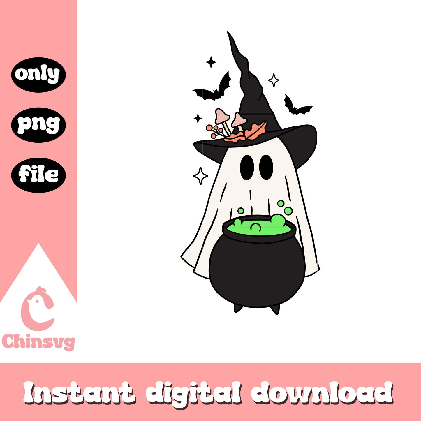 Witch ghost and poison design png, halloween ghost halloween png