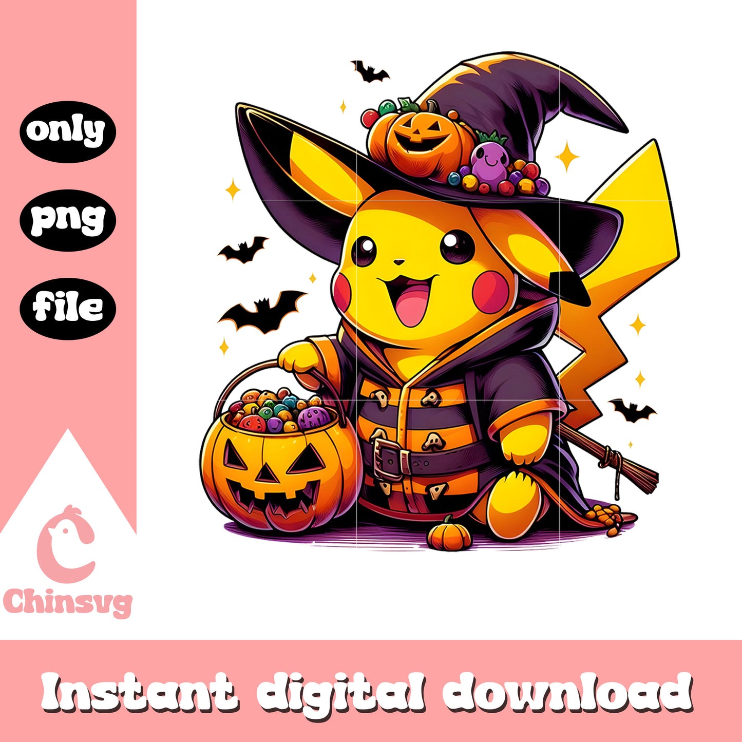 Witch pokemon pikachu hand candy halloween png, halloween pikachu png