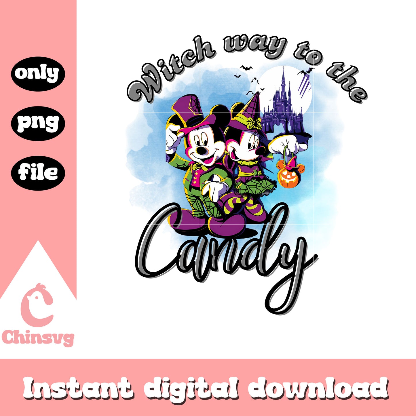 Witch way to the candy mickey minnie png, halloween candy png