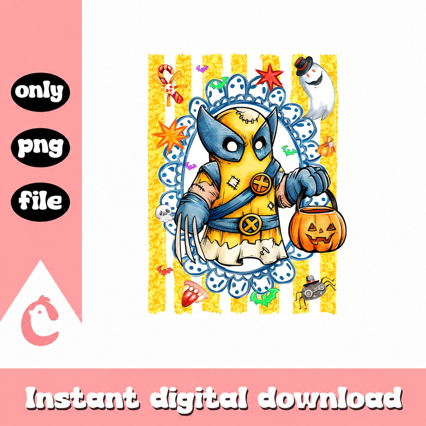 Wolverine Halloween PNG, X-Men Superhero Clipart, PNG File