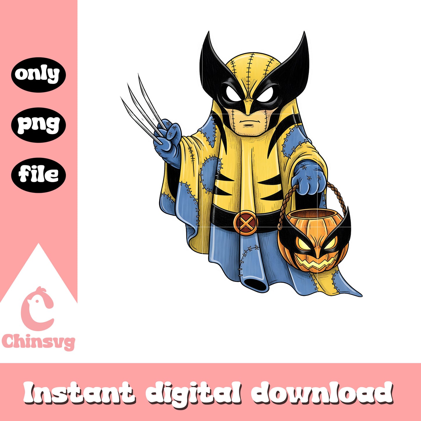 Wolverine ghost hand candy halloween png, halloween wolverine png