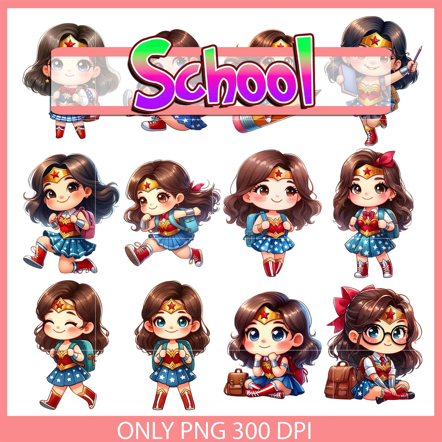Wonder women back to school design bundle png, wonder women png