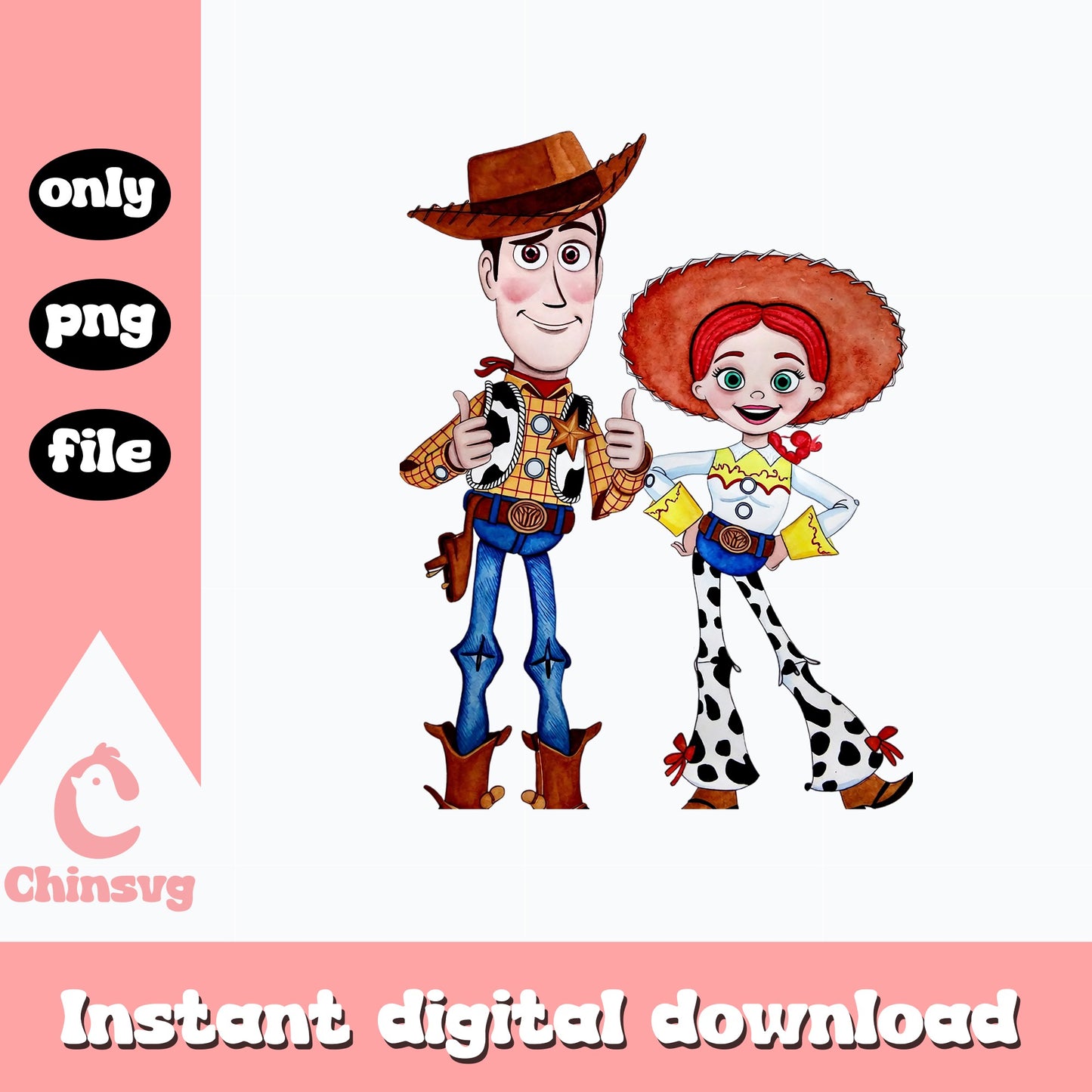 Woody And Jessie Toy Story PNG, Disney Pixar PNG, Cowboy PNG
