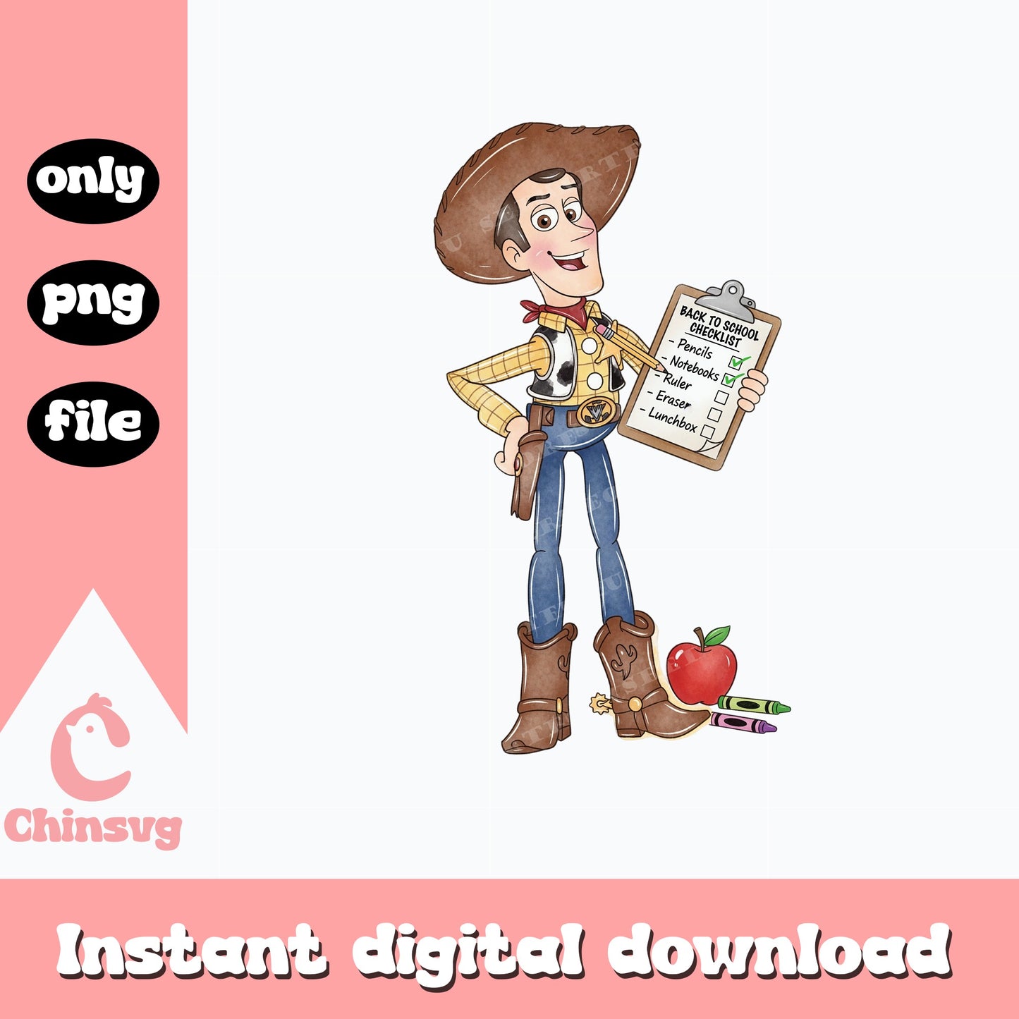 Woody Back To School Checklist PNG, Toy Story PNG, Disney PNG