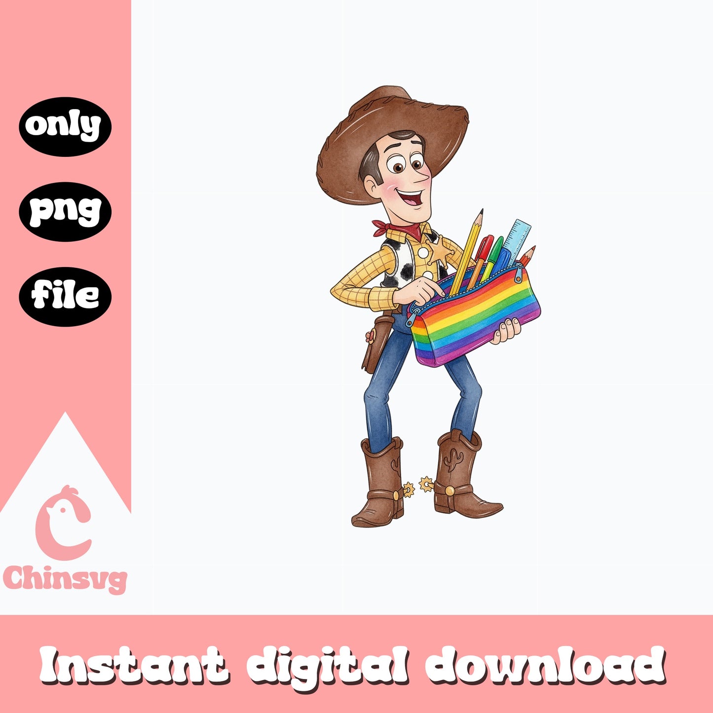 Woody Back To School PNG, Toy Story PNG, Disney PNG File