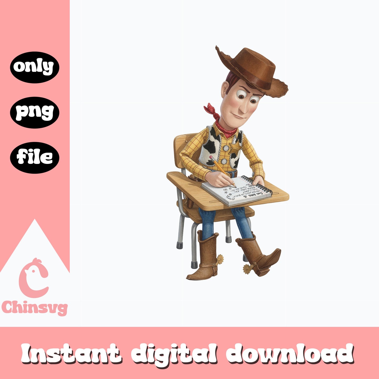 Woody Toy Story Back To School PNG, Disney Pixar PNG, Cowboy PNG