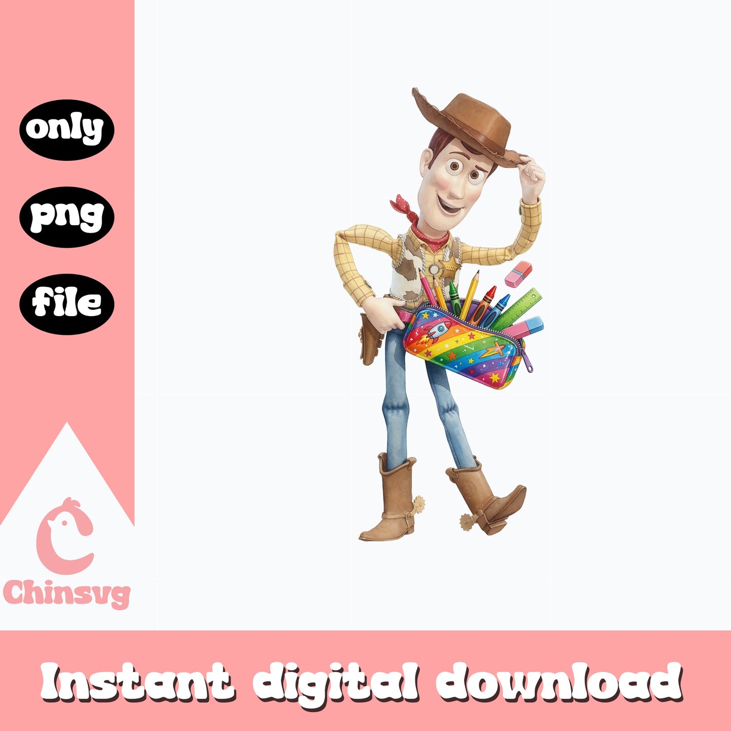 Woody Toy Story Back To School PNG, Disney Pixar PNG, Kids PNG