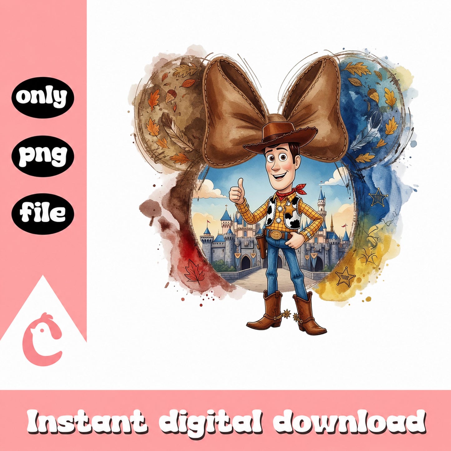 Woody Toy Story Disney Castle Minnie Ears PNG, Toy Story PNG, Disney PNG