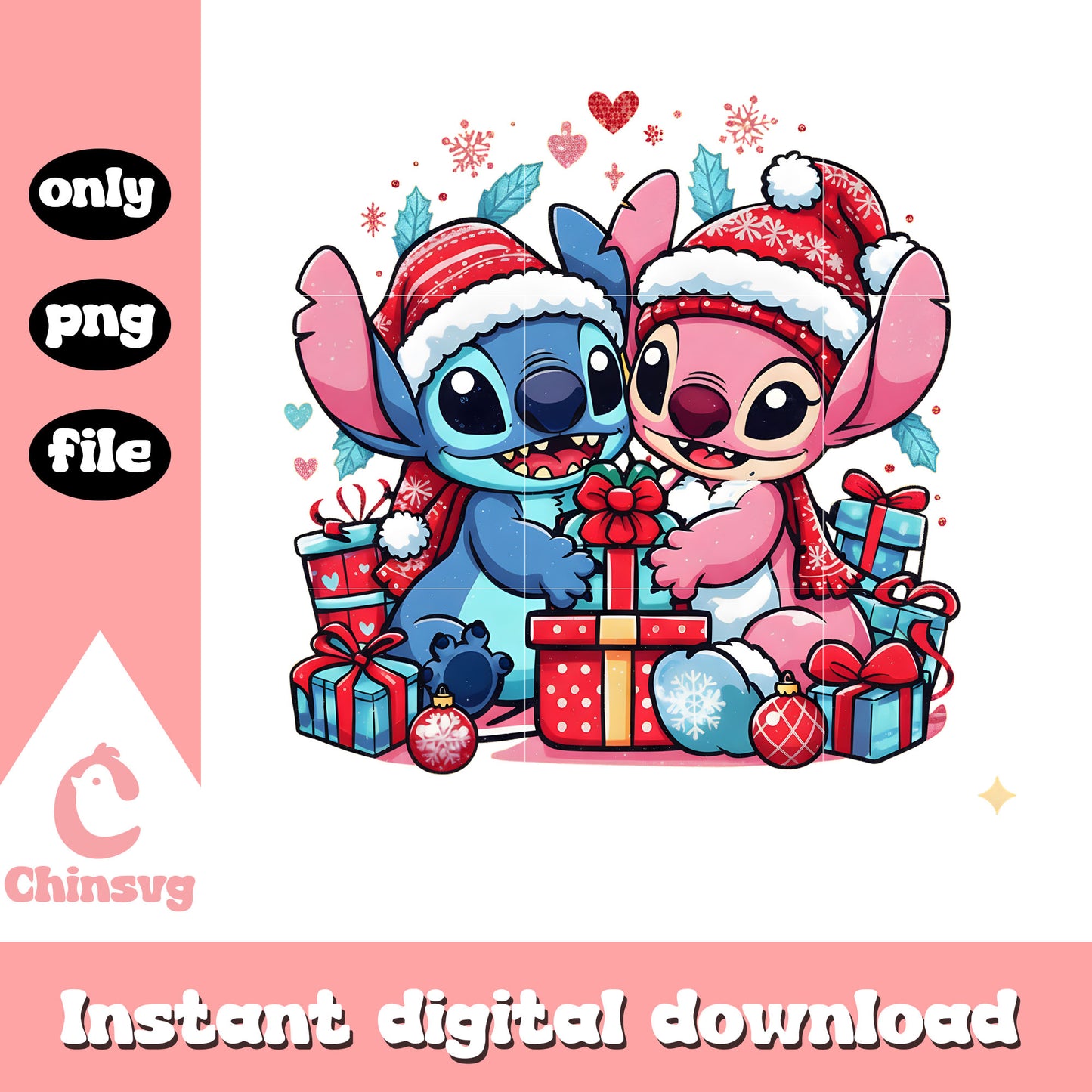 Woolen hat stitch snow png, stitch valentine box png
