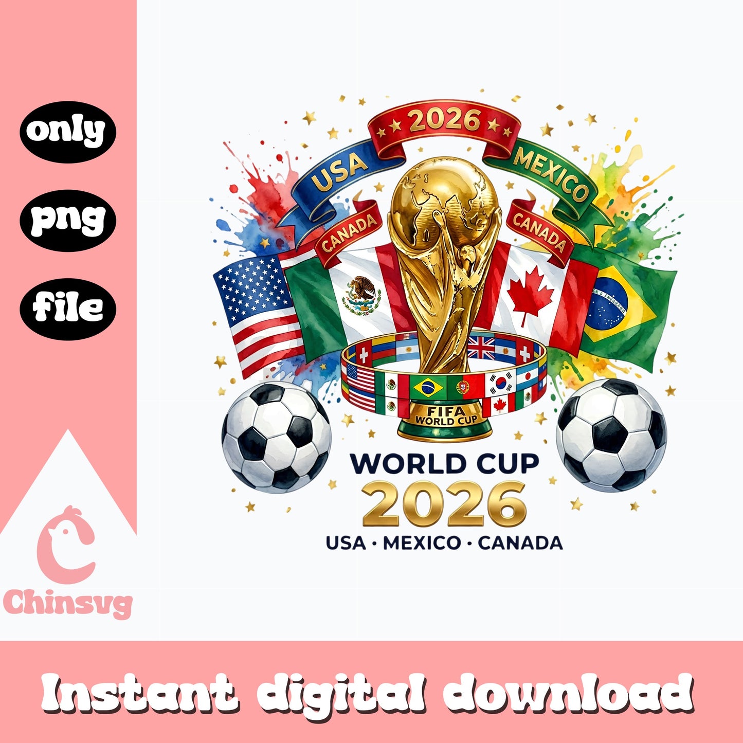 World Cup 2026 PNG, Soccer USA Mexico Canada PNG, Football PNG