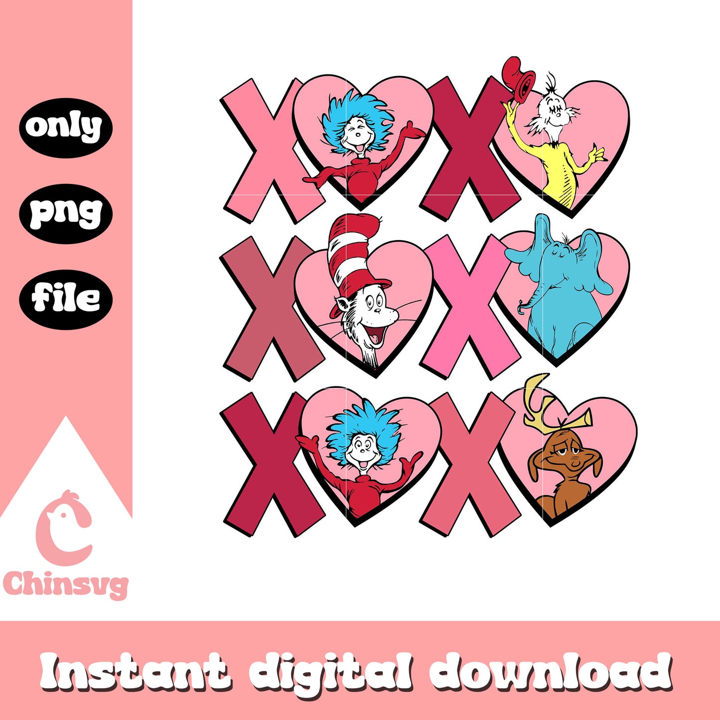 XOXO Dr.Seuss valentine png, Dr.Seuss character png, cartoon png