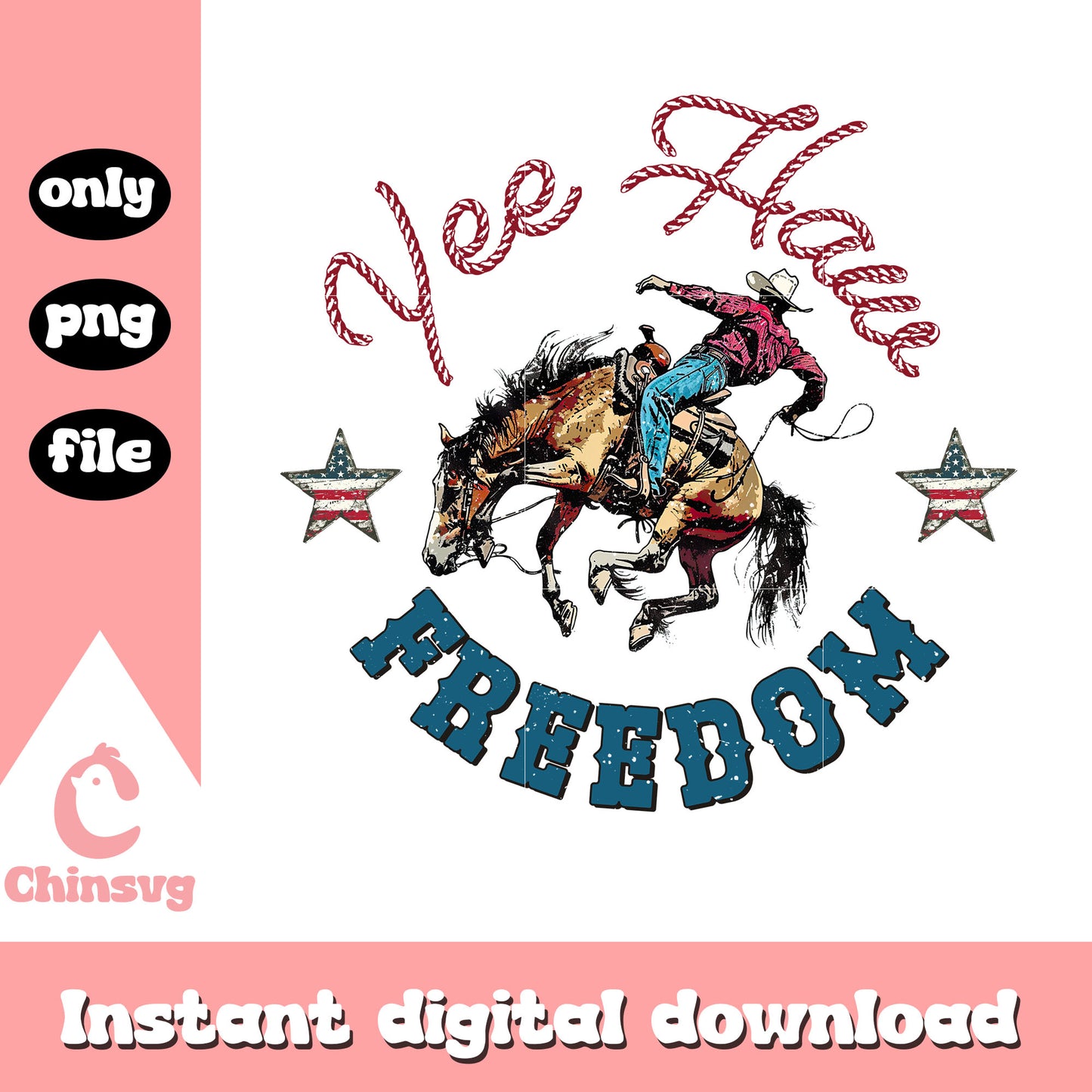 Yee haw freedom 4th of july png, 4th of july america png