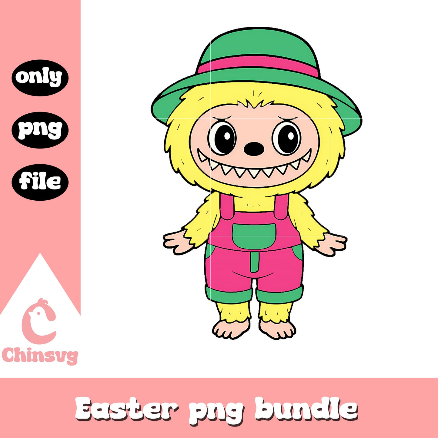 Yellow overalls labubu cute doll drawing design png, labubu clipart png