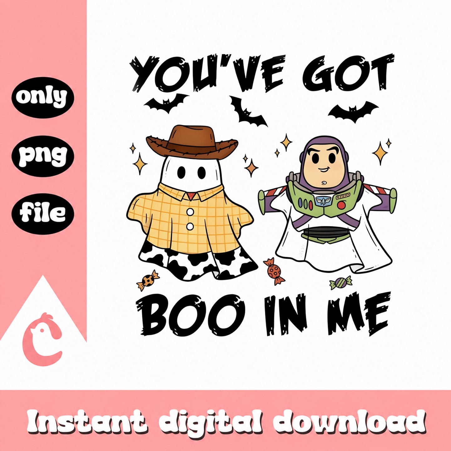 You've Got Boo In Me PNG, Halloween Toy Story, Woody Buzz PNG