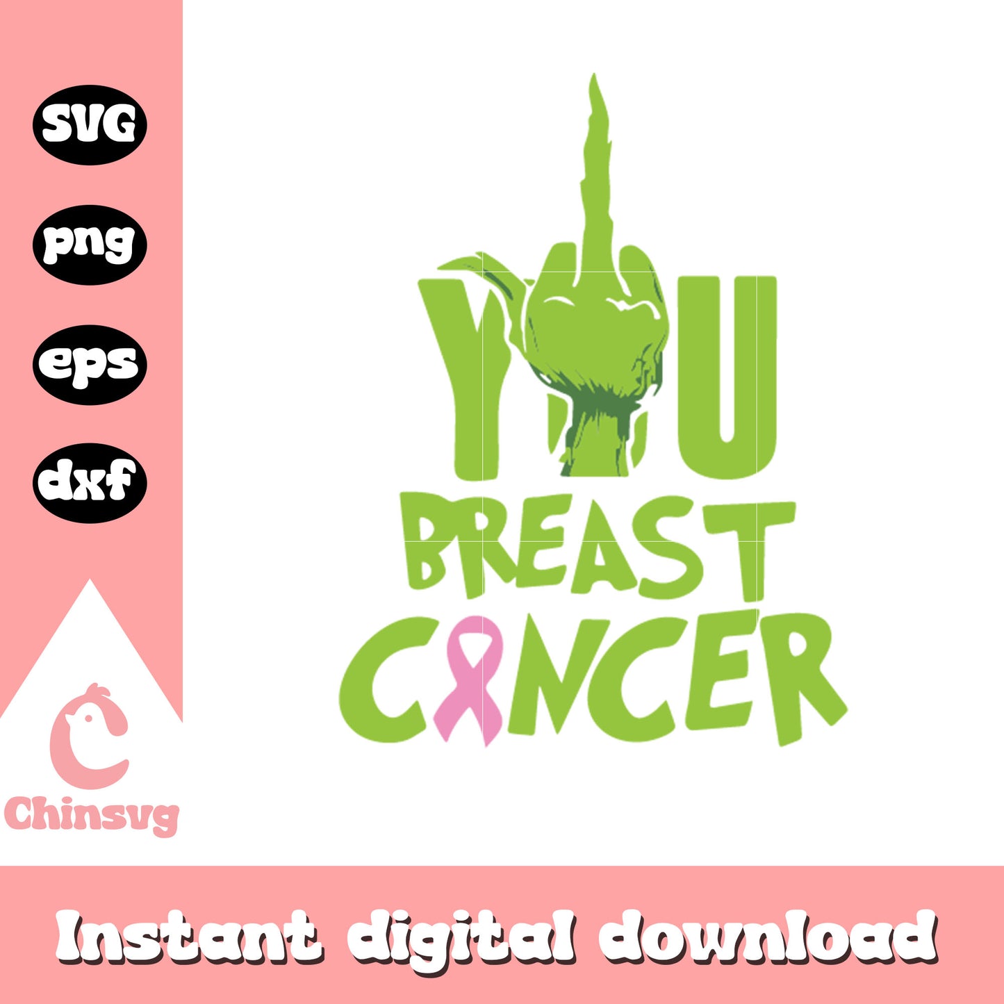 You breast cancer svg, grinch hand svg, awareness ribbon svg