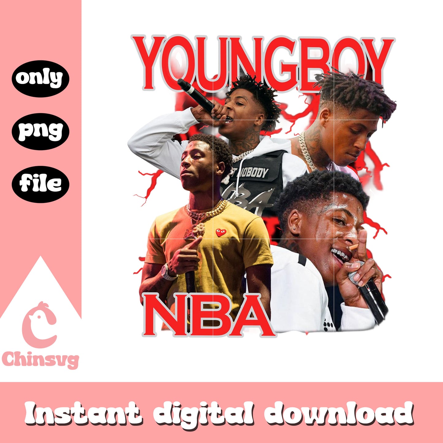 Youngboy nba lightning design png, youngboy nba tour 2025 png