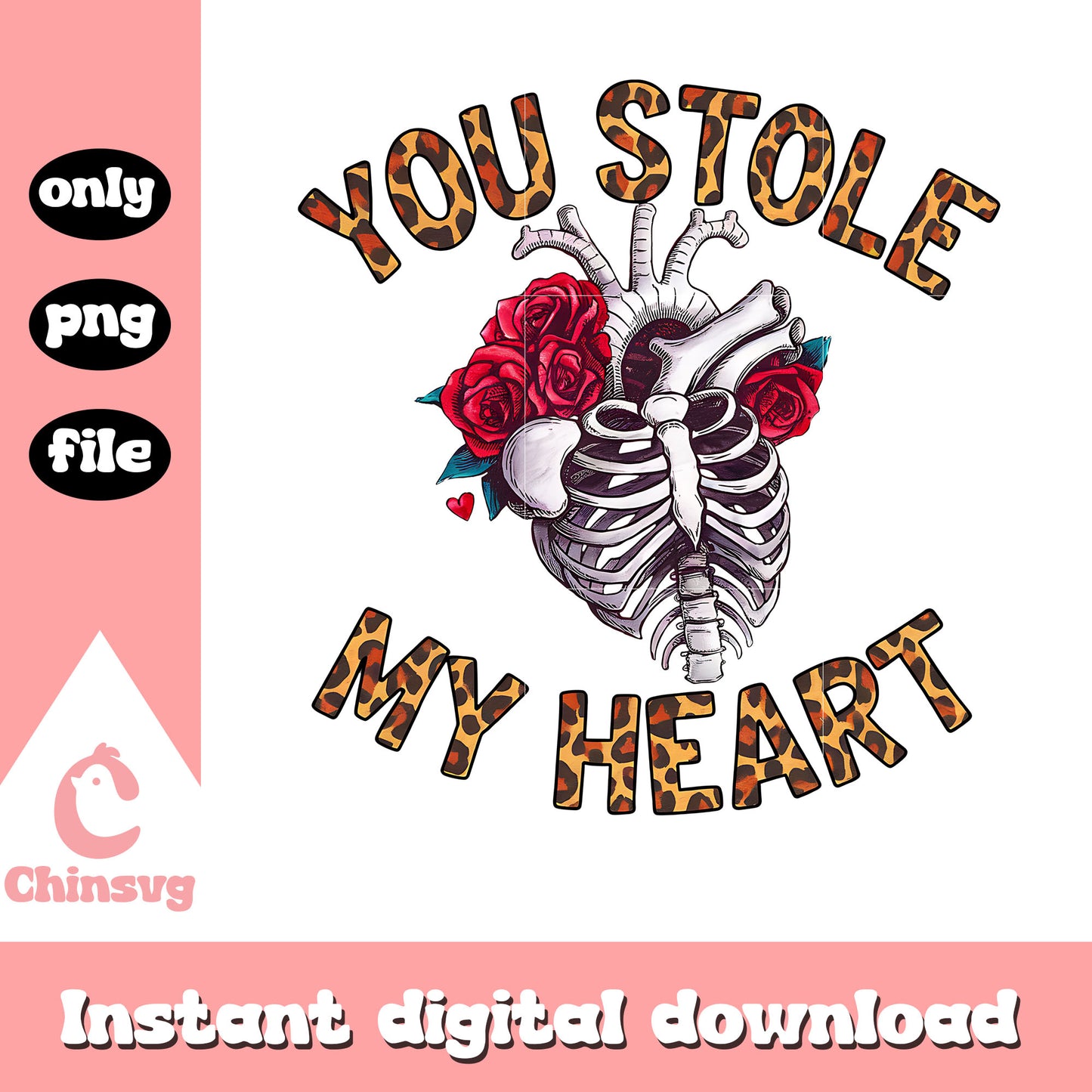 You stole my heart skeleton png, heart png, valentine png