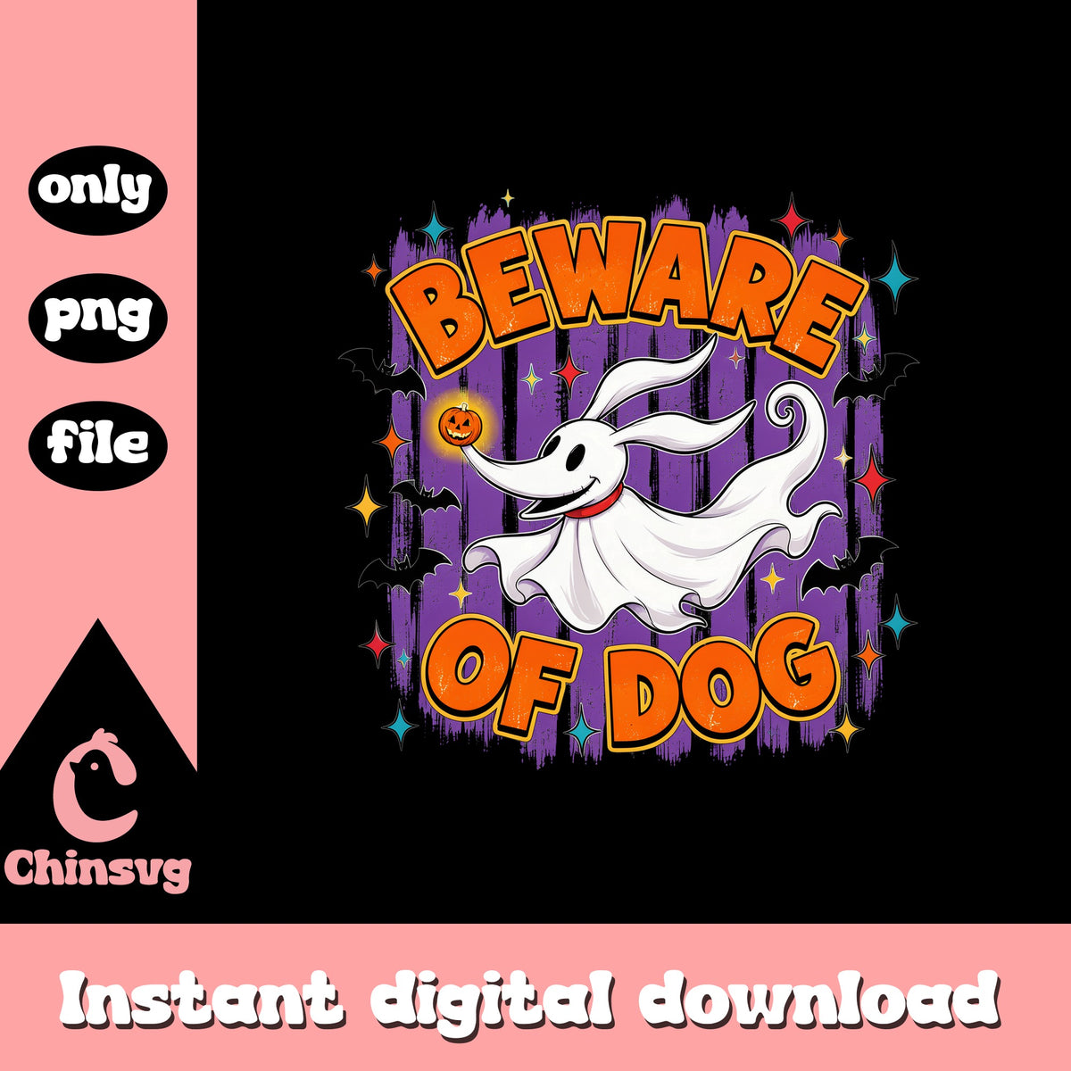 Zero Beware Of Dog Halloween PNG, Ghost Dog PNG, Halloween PNG