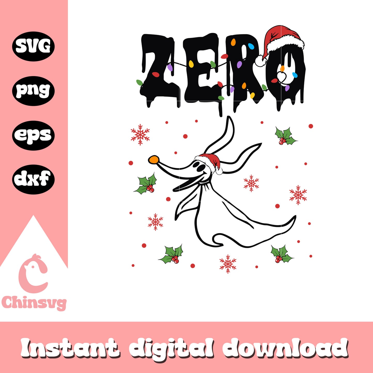 Zero santa nightmare before christmas svg, horror movie svg
