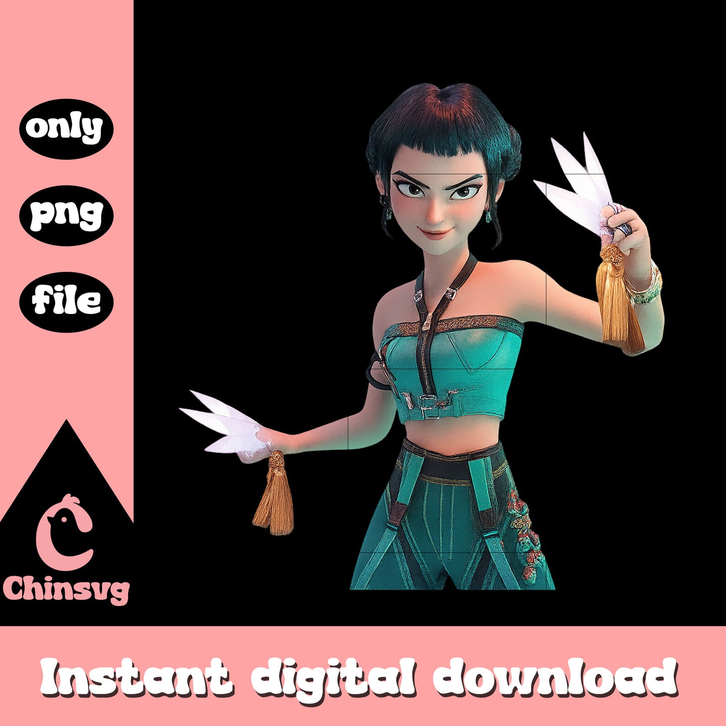 Zoey characters fight design png, huntrix zoey png, demon hunters png