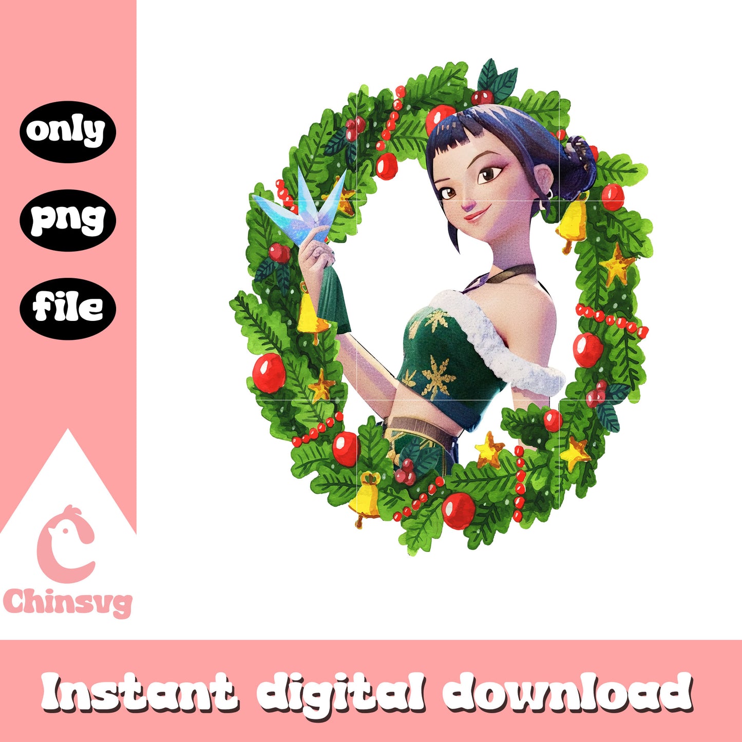 Zoey christmas ornaments png, christmas wreath png