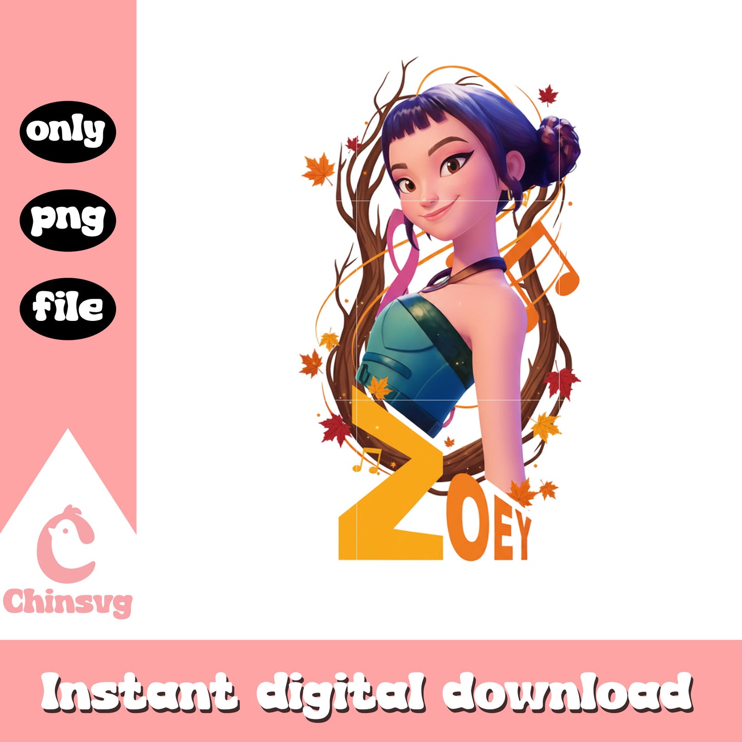 Zoey kpop demon hunters maple tree png, kpop demon hunters zoey png