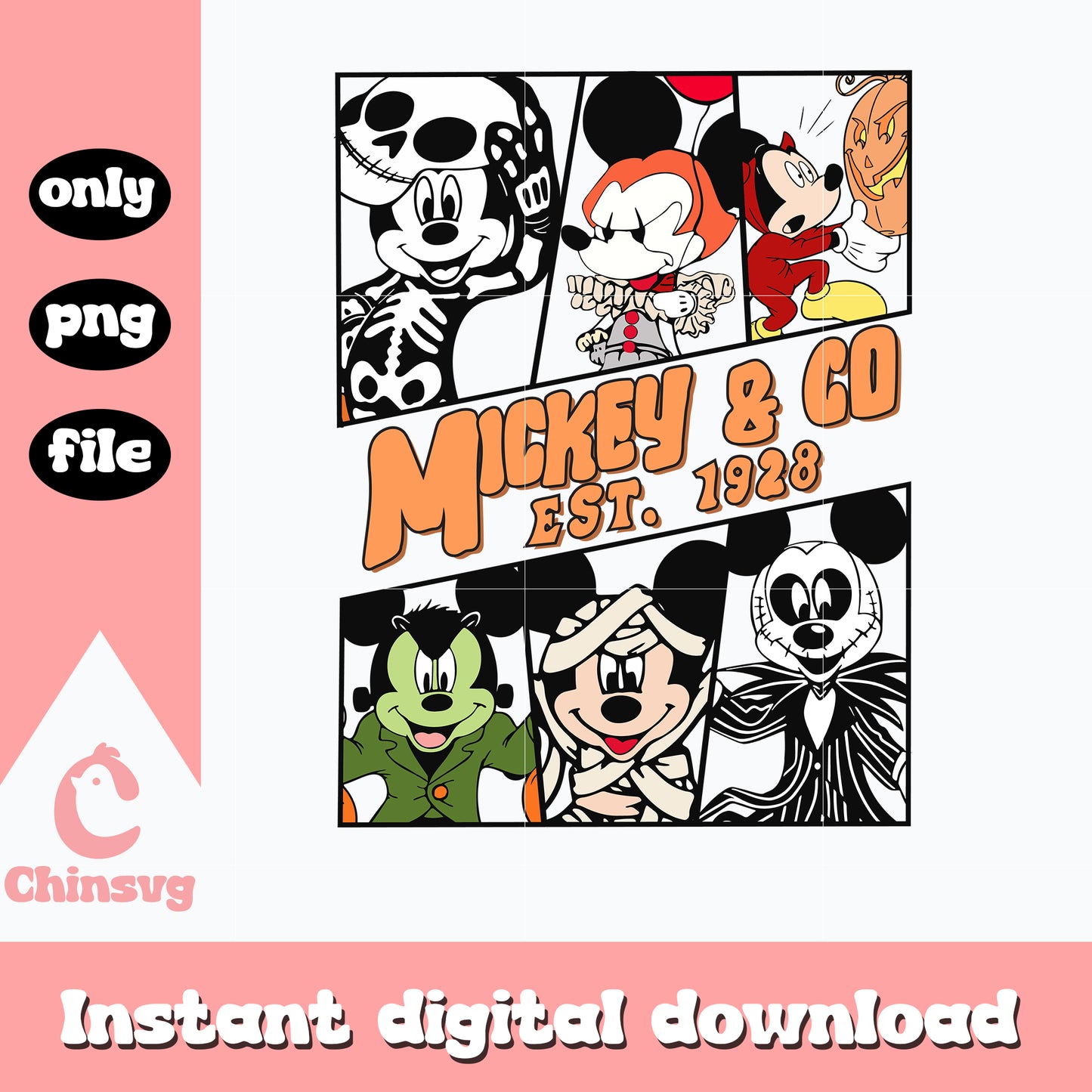 Mickey & Co Est 1928 Png, Halloween png, digital download