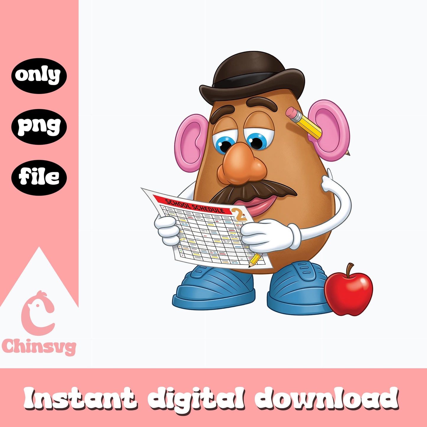 Mr Potato Head Back To School PNG, Toy Story PNG, Teacher PNG