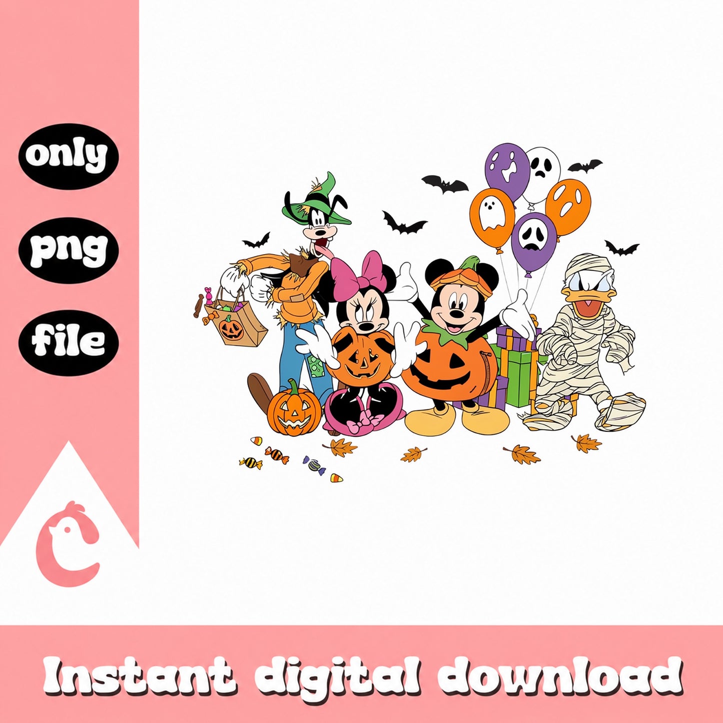 Disney Halloween SVG Bundle, Mickey Minnie Goofy, PNG File