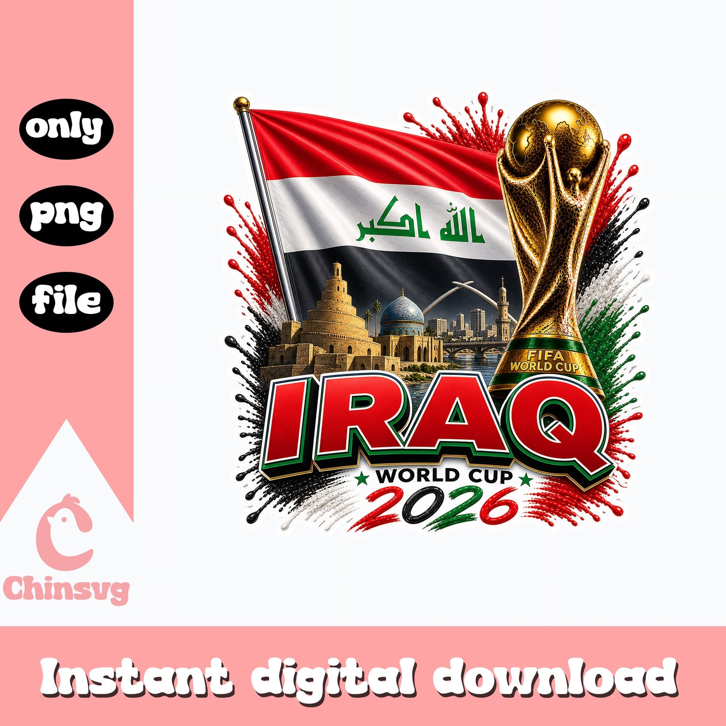 Iraq World Cup 2026 PNG, Iraq Soccer Flag PNG, Football PNG