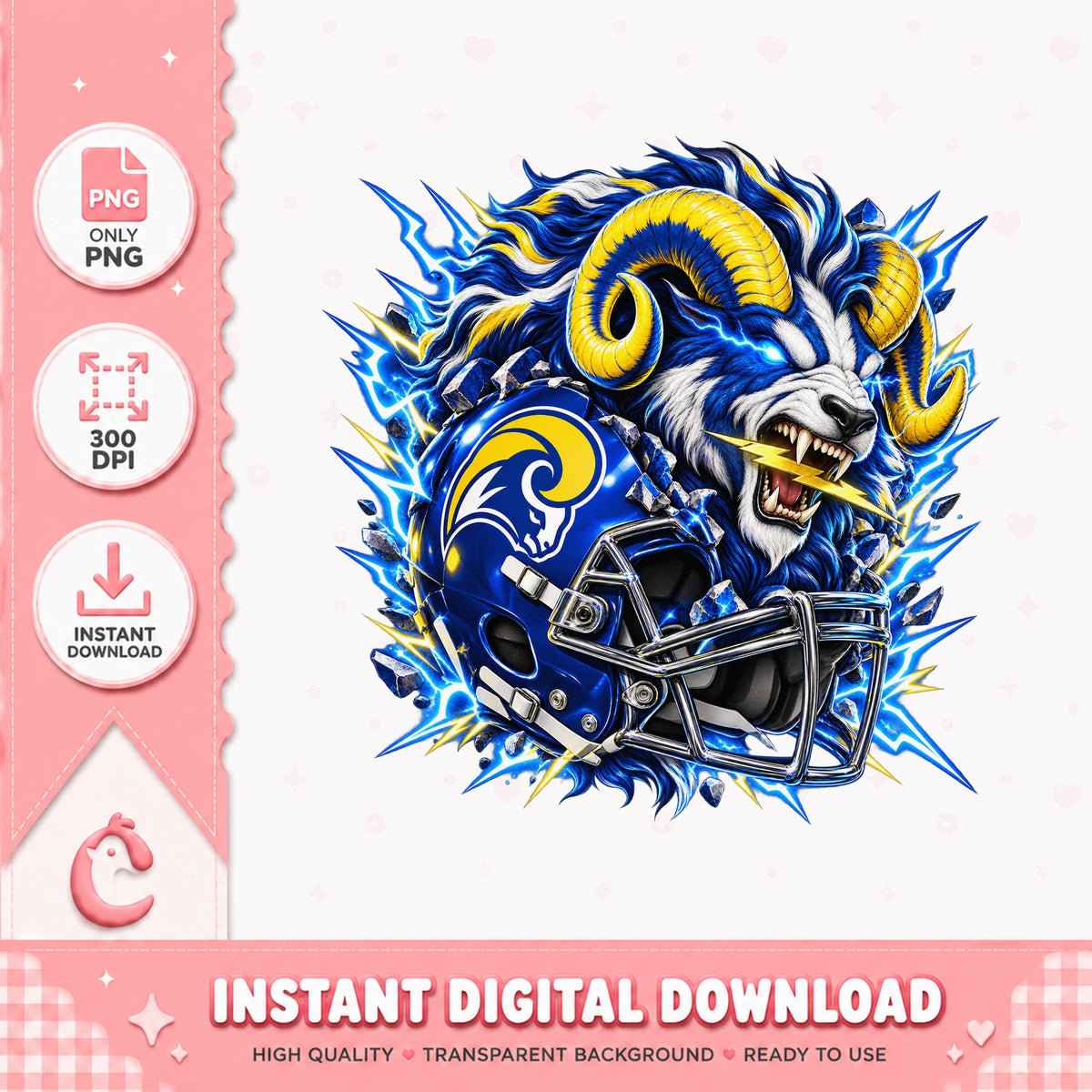 Los Angeles Rams Wolf PNG, NFL Football Team, Sublimation PNG