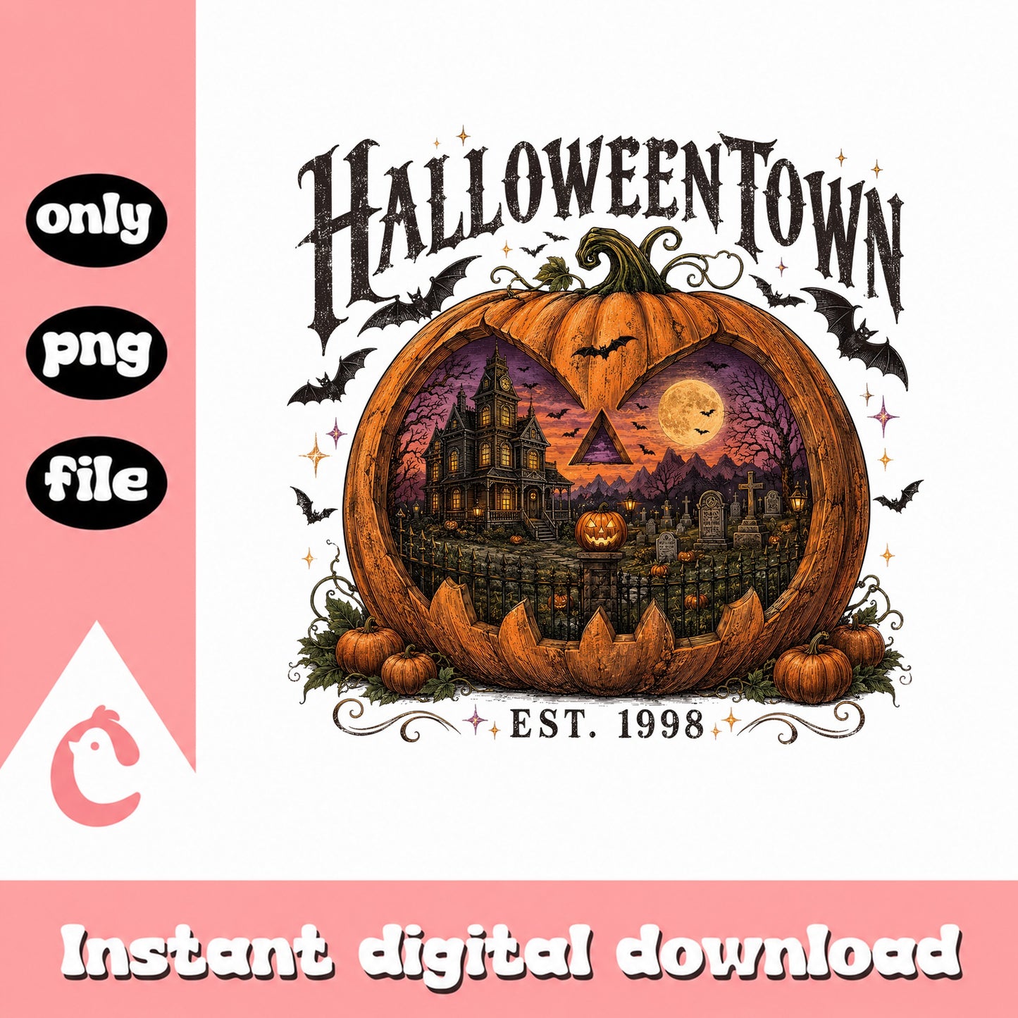 Halloweentown Est 1998 PNG, Halloween Pumpkin PNG, Spooky Season PNG