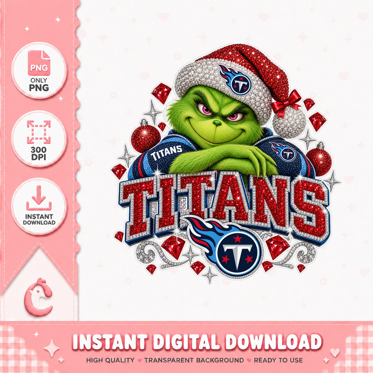 Grinch Tennessee Titans PNG, Christmas Football PNG, NFL PNG
