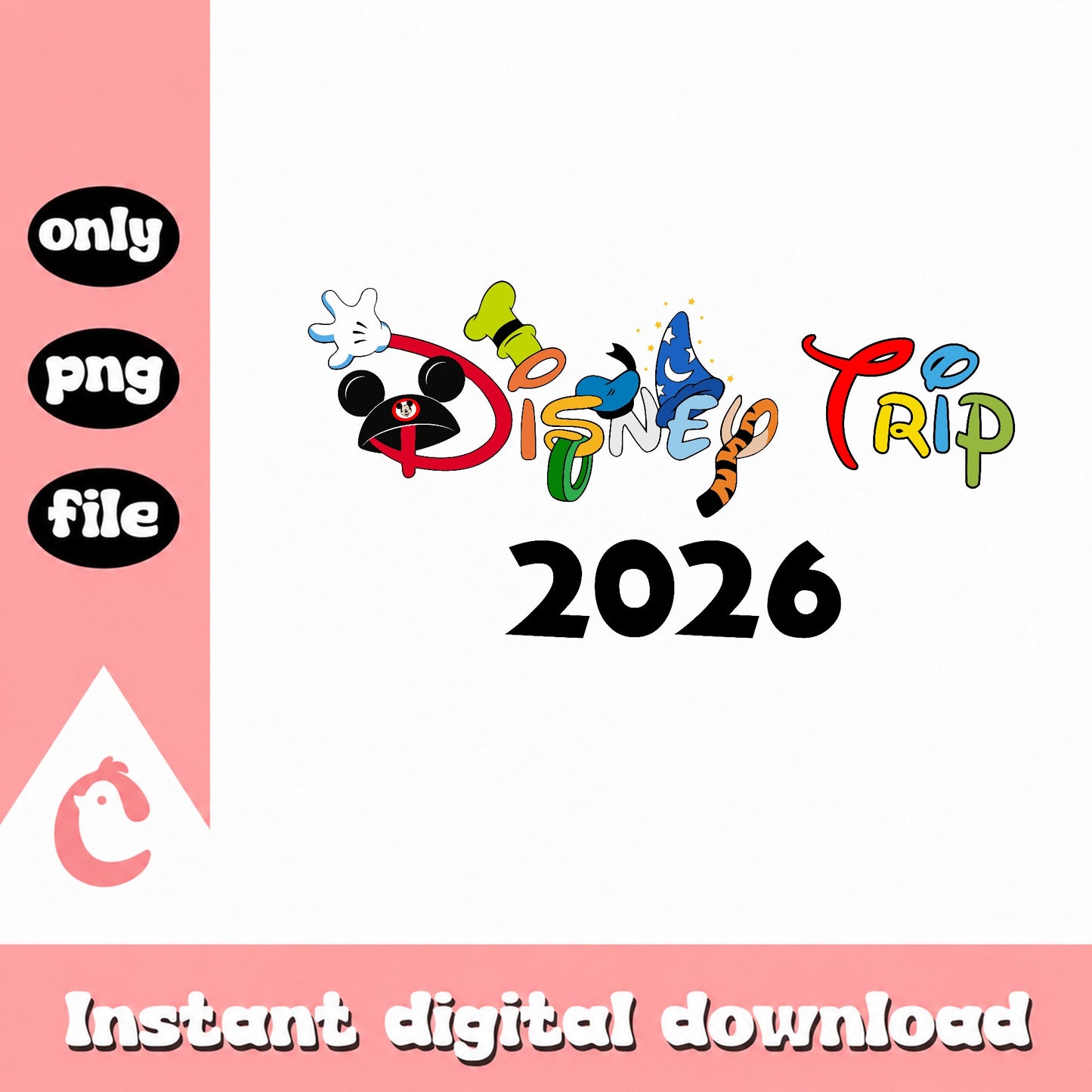 Disney Trip 2026 PNG, Disney Family Vacation PNG, Mickey PNG