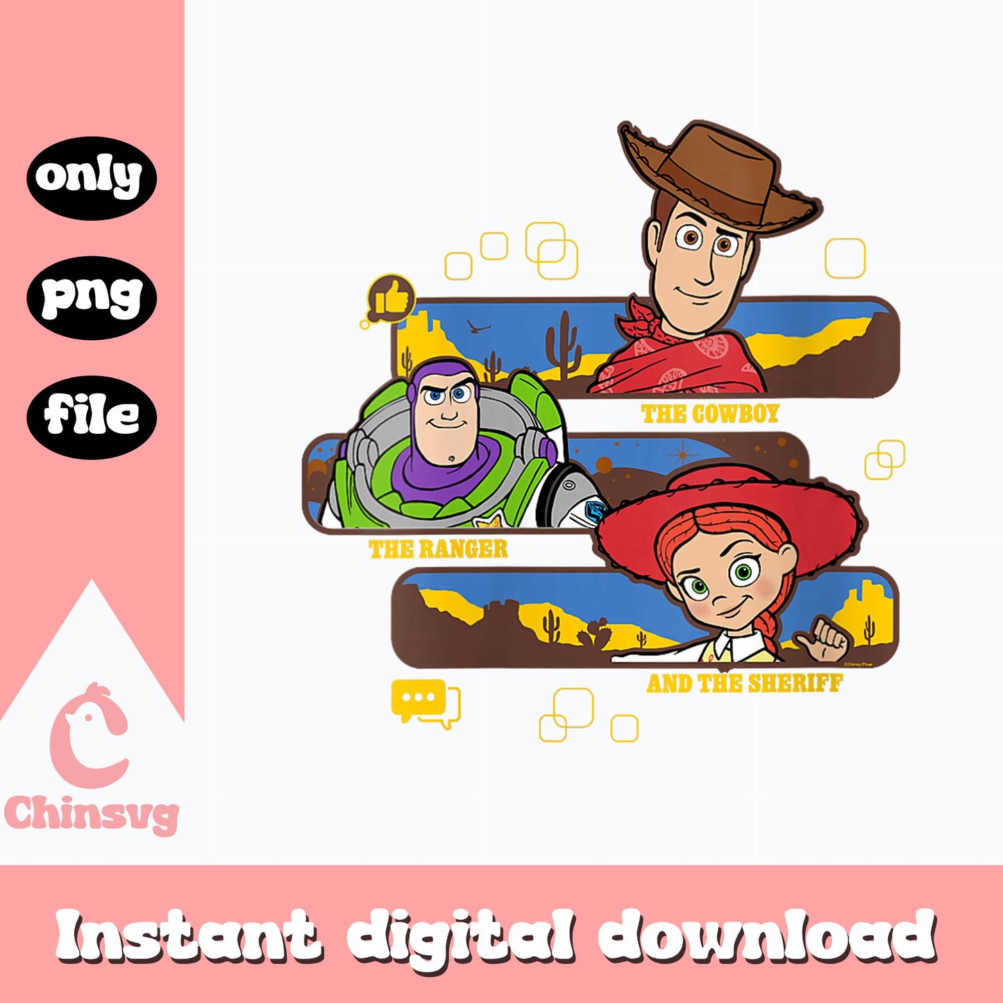 Toy Story Characters PNG, Woody Buzz Lightyear Jessie PNG, Disney PNG