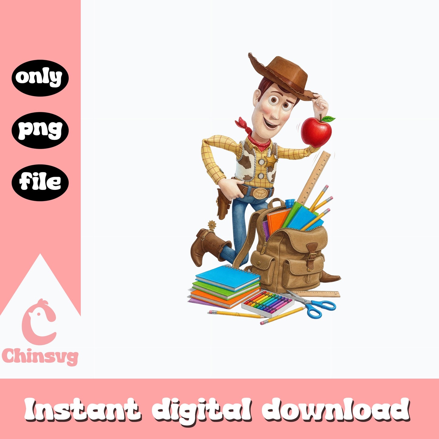 Woody Back To School PNG, Toy Story PNG, Disney PNG