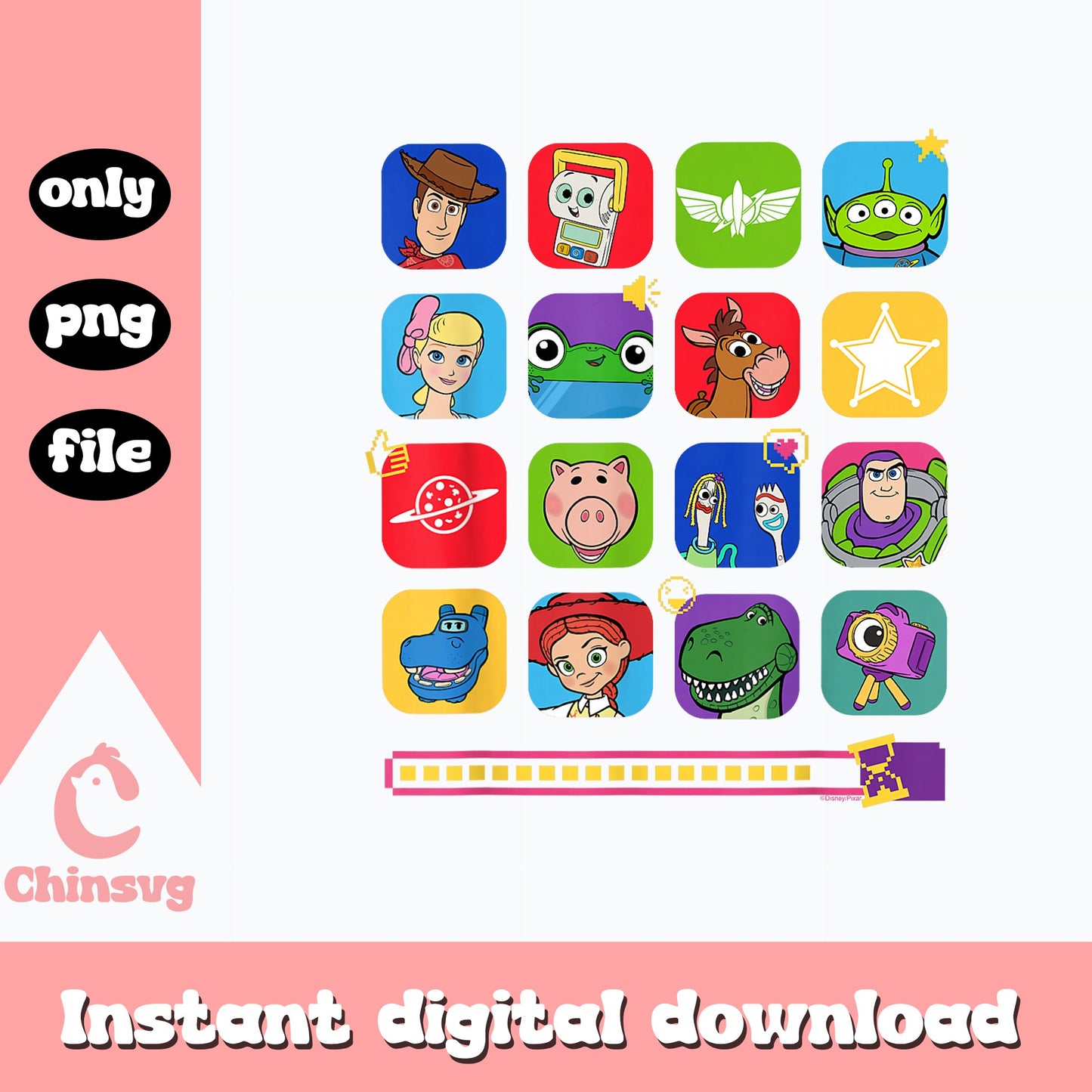 Toy Story Characters Bundle PNG, Disney Pixar PNG, Woody Buzz PNG