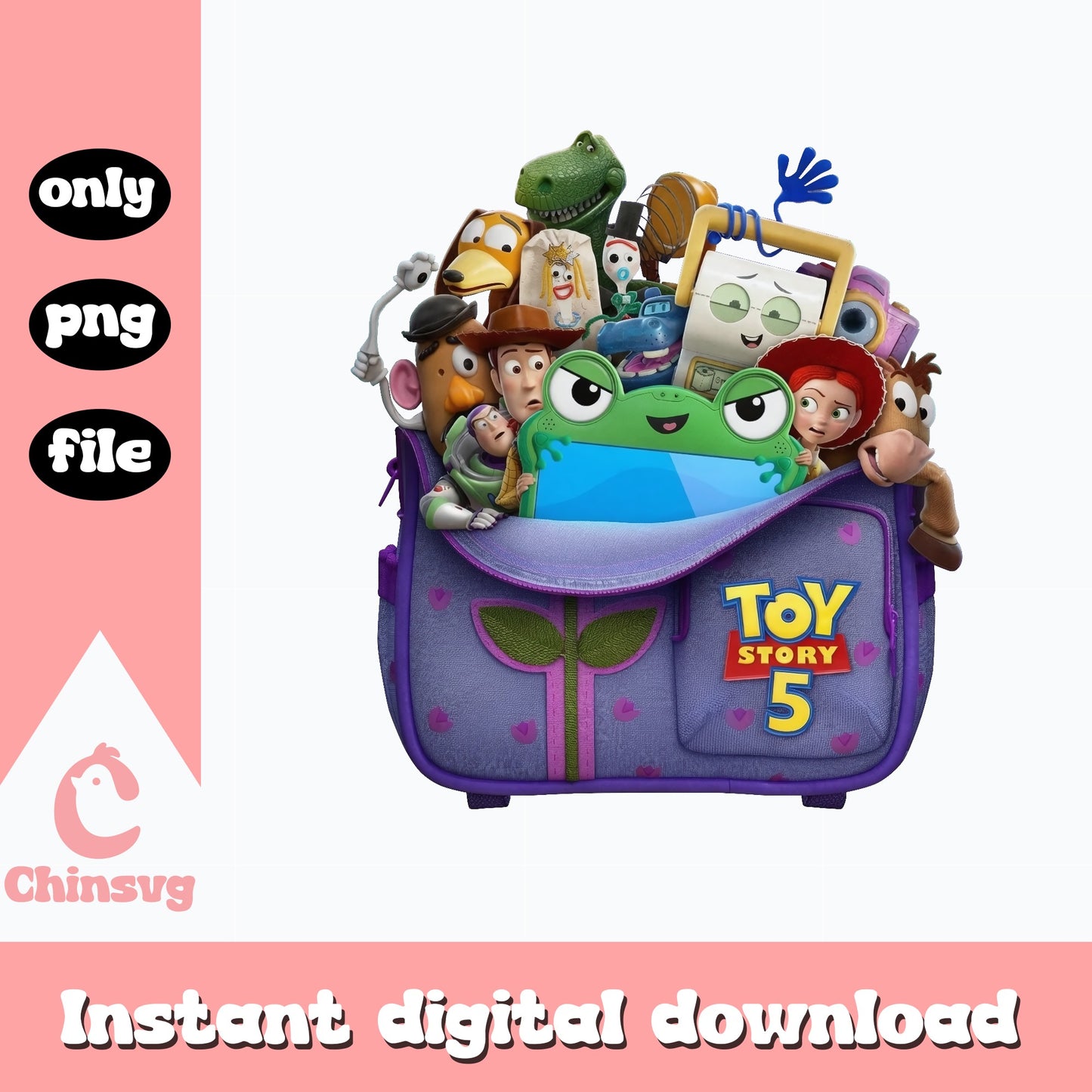 Toy Story 5 Characters Backpack PNG, Disney Pixar PNG, Woody Buzz PNG