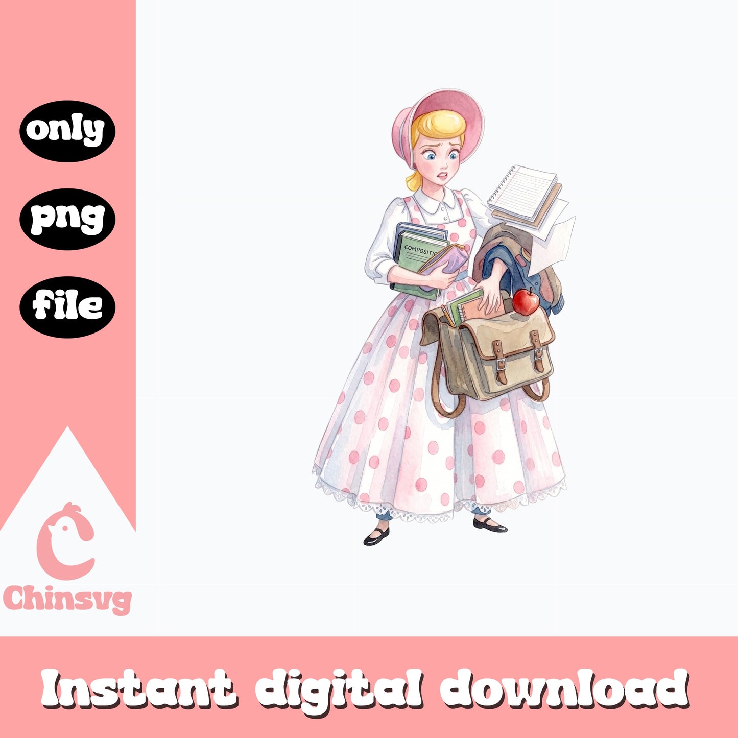 Bo Peep Back To School PNG, Toy Story PNG, Disney PNG